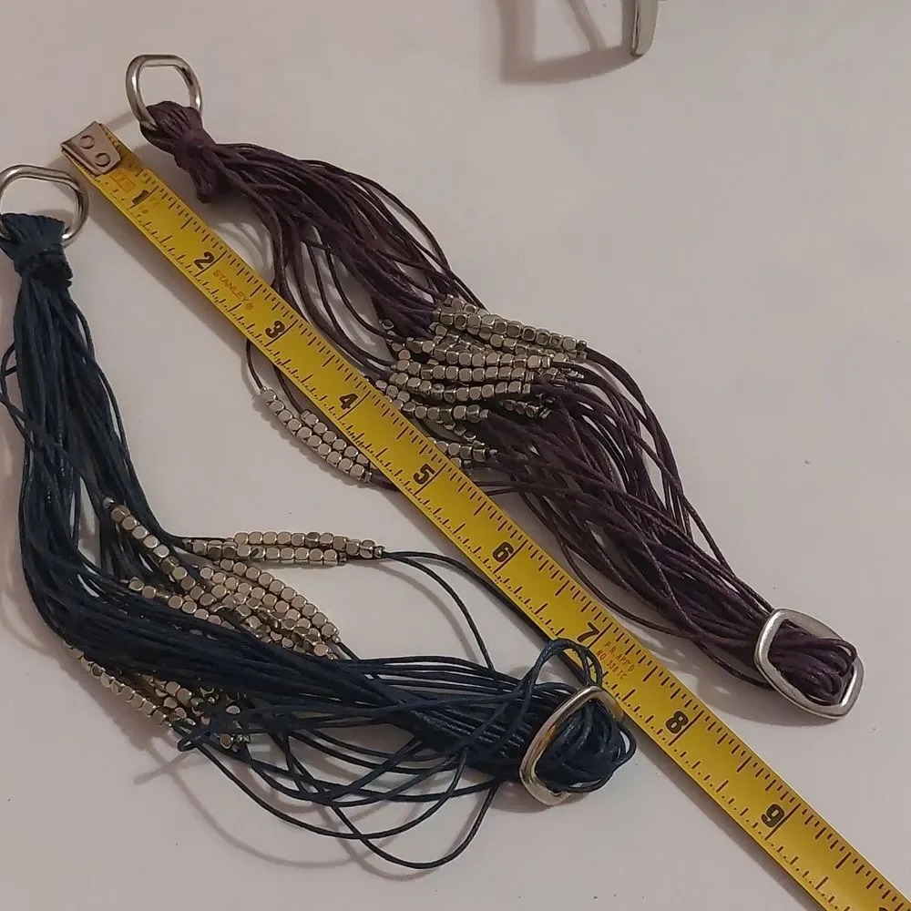 Multistrand Woven Cotton Cords Toggle Bracelets Silver Accent